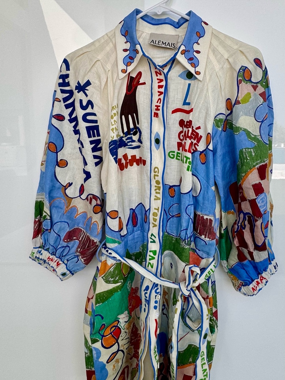 Alemais Multicolor Blue, Green, Red & Cream Graphic Button-Down Shirt